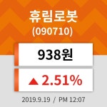 19일 (휴림로봇정보) 주가 2.51% 938원