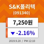 20일 (S&K폴리텍정보) 주가 -2.16% 7,250원