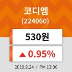 24일 (코디엠정보) 주가 0.95% 530원