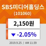 25일 (SBS미디어홀딩스정보) 주가 -2.05% 2,150원
