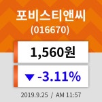 25일 (포비스티앤씨정보) 주가 -3.11% 1,560원