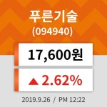 26일 (푸른기술정보) 주가 2.62% 17,600원