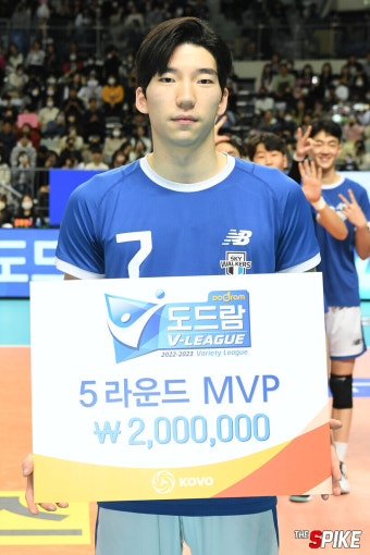 [화보] 현대캐피탈 허수봉, 2022-2023 V-리그 5라운드 MVP 시상