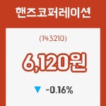 (주식시장)21일 핸즈코퍼레이션주가 변화에 주목, 전일대비 -0.16% 변동...