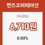(주식시세)핸즈코퍼레이션31일주가 전일대비 등락률 0.00% 변화해