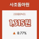 (국내주식)사조동아원19일주가 전일대비 등락률 0.77% 변화해