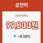 (주식시장)18일 삼천리주가 변화에 주목, 전일대비 -0.20% 변화...