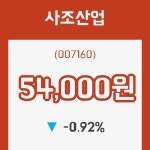 (국내주식)사조산업28일주가 전일대비 등락률 -0.92% 변화해