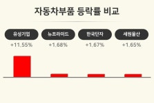 [자동차부품업 오전 시황] 유성기업 +11.55%·뉴프라이드 +1.68%·한국단자 +1.67% 등
