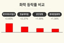 [화학업종 오전 시황] 원익머트리얼즈 +3.65%·한솔케미칼 +2.27%·경인양행 +1.59% 순