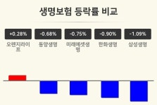[생명보험업종 오전 시황] 오렌지라이프 +0.28%·동양생명 -0.68%·미래에셋생명 -0.75% 순