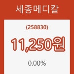 (주식시장)세종메디칼 등락폭 0.00% 변화...