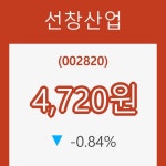 (주식시장)선창산업31일주가 전일대비 등락률 -0.84% 변화...