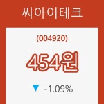 (주식시장)씨아이테크 4일 현재가 454원