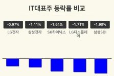[IT대표주업 오후 시황] LG전자 -0.97%·삼성전자 -1.11%·SK하이닉스 -1.64% 등