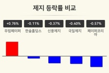 [제지테마 오후 시황] 무림페이퍼 +0.76%·한솔홀딩스 -0.11%·신풍제지 -0.37% 순