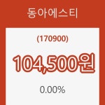 [현재주가]동아에스티18일주가 전일대비 등락률 0.00% 이목 끌어