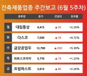 [6월 5주차 건축제품 업종 리포트] 대림통상, 다스코, 금강공업우, 와토스코리아, 프럼파스트 등 주도 