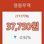 (주식시세)영원무역2일주가 전일대비 등락률 -0.92% 등락 보고
