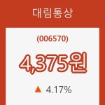 (주식시세)대림통상16일주가 전일대비 등락률 4.17% 이목 끌어