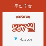 [현재주가]부산주공 23일 현재가 557원
