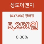 성도이엔지 장종가 5,250원으로 장 종료