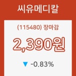 씨유메디칼 장종주가 등락폭 -0.83% 이목 끌며 장 마감