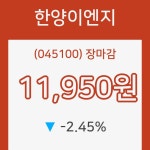 한양이엔지장종주가 변화에 주목, 전일대비 -2.45% 마감