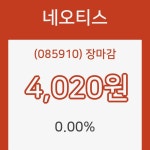 네오티스장종주가 변화에 주목, 전일대비 0.00% 마감