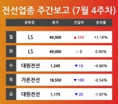 [7월 4주차 전선 테마 리포트] LS, 대원전선, 가온전선 등 주도 