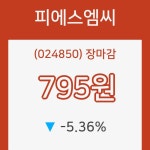 피에스엠씨 장종가 795원으로 마감