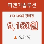 피앤이솔루션장종주가 전일대비 등락률 4.21% 장 종료