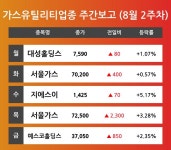 [8월 2주차 가스유틸리티 업종 리포트] 대성홀딩스, 서울가스, 지에스이, 예스코홀딩스 등 견인 