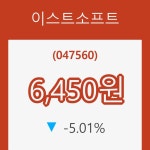 [현재주가]이스트소프트26일주가 전일대비 등락률 -5.01% 변화해