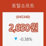 (주식시장)28일 토탈소프트주가 변화에 주목, 전일대비 -0.38%