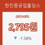 (국내주식)한진중공업홀딩스 3일 현재가 2,795원