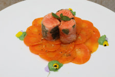 <한호전, 블랙박스 경연대회 Recipe> 오세현 팀장 ·최윤제·박준혁 Team  / 오렌지 주스로 졸인 당근고 라이스 페이퍼로 감싼 연어 스테이크