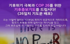 살림, 기후변화협약 앞두고 중보기도문 배포