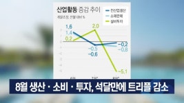 8월 생산·소비·투자, 석달만에 트리플 감소