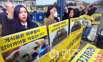 [포토] '개식용금지법'소위통과에 동물단체와 육견협회 팽팽한 기싸움