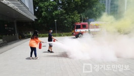 용인도시공사 생활체육2팀, 남사119 안전센터와 소방훈련