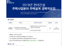 현대건설, 주택설계 경력직 채용…서류접수 이달 31일까지