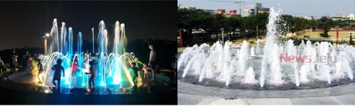 여름철 무더위 달래 줄 시민복지타운광장 분수 가동