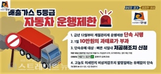 안성시, 배출가스 5등급 자동차 운행 제한