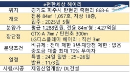 DL건설, e편한세상 헤이리 24일 특공...25~26일 1~2 순위 청약