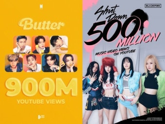 블랙핑크 '셧다운' 5억뷰-BTS '버터' 9억뷰 돌파... 하이브·YG 양사 주식향방은?