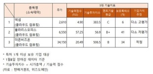클라우드 컴퓨팅 관련주 기술력, 고평가 엑셈... 주가상승 엔텔스·휴네시온·나무기술·솔트웨어·유엔젤·DB