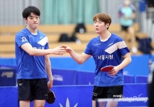 [포토] 김민호-남기홍 춘계 회장기 실업탁구 시·군부 남자복식 우승