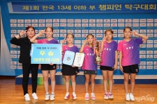 경주용황초, 제1회 전국 13세 이하부 챔피언탁구대회 여자 13세 이하 단체전 우승