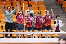 호수돈여중 금메달, 소년체전 탁구 여자15세이하부 단체전 입상팀들